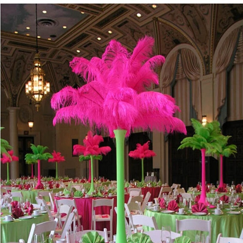 Shekyeon 16-18inch Fuchsia Ostrich Feathers DIY Craft Large Feather for Wedding Party Centerpicecs Flower Arrangement and Easter Gatsbi Decortion Pack of 10 - Image 2
